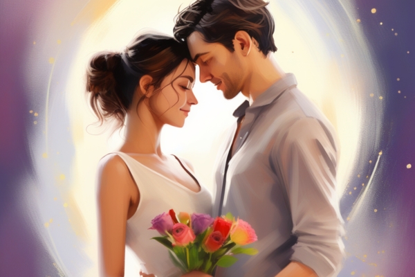 happy couple setting emotional 