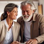 smiling Older Man, Younger Woman Relationship