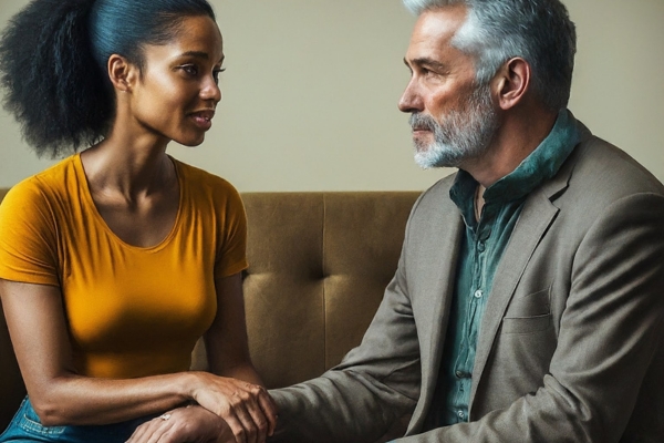 older man, black young woman, in relationship 