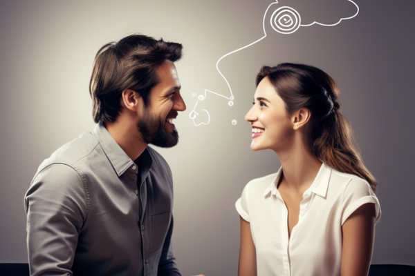 happy smiling couple good communication