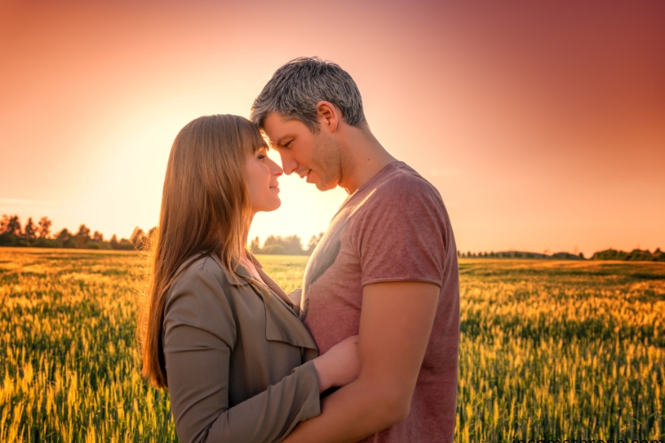 couple outside happy